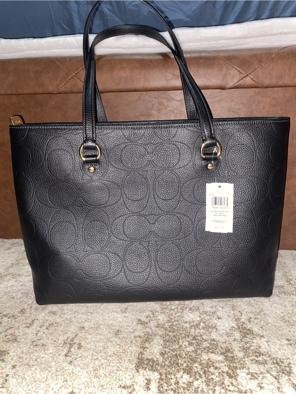 NWT Coach Outlet Station Tote Bag In Signature Leather-Black